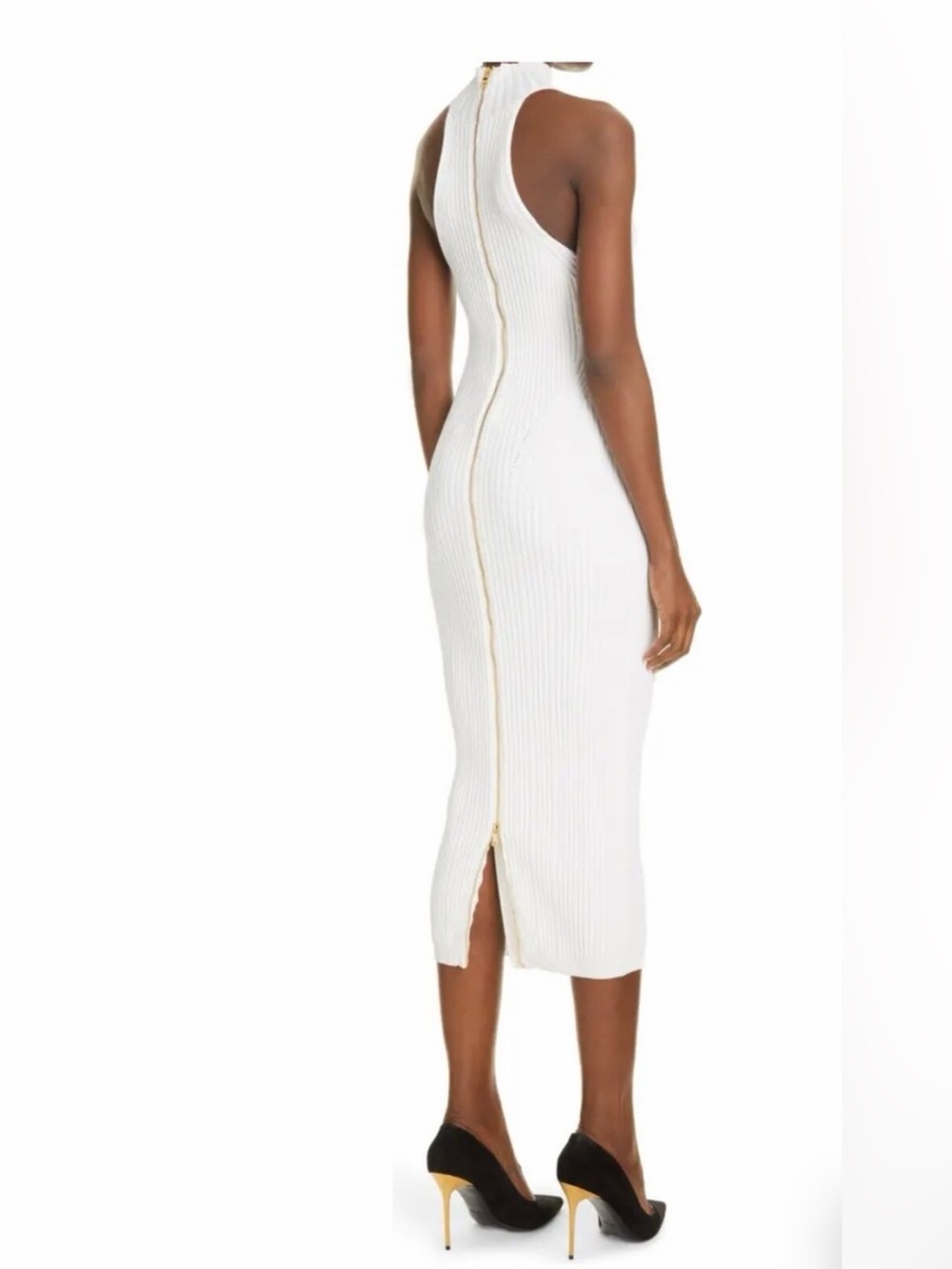 Balmain Ribbed Knit Body-Con Midi Dress